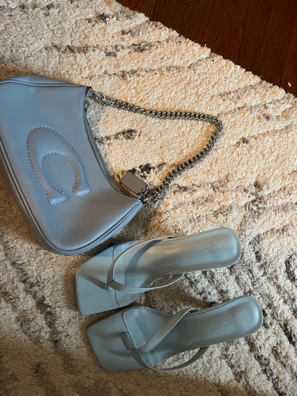 Coach Blue Leather Shoulder Bag and blue Sandals Set - Picture 2 of 6